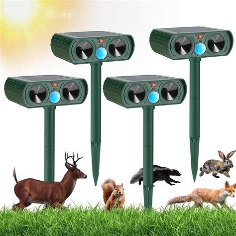 Amazon.com: Gebatule 4 Pack Solar Animal Repeller Ultrasonic Animal ...
