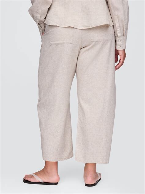 Mid Rise Linen-Blend Easy Barrel Pants | Gap