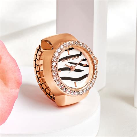 Shop online Savanna Stripes Rose Gold Ring Watch with Zebra Stripe Dial ...