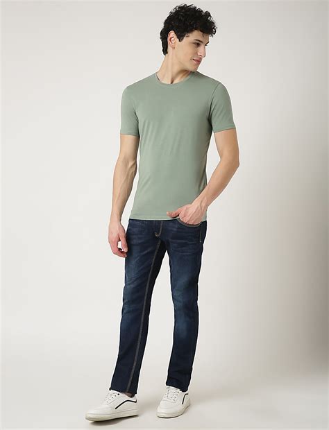 Buy Cotton Blend Round Neck Solid T-Shirt at Marks & Spencer