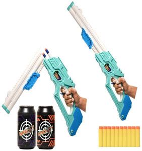 Braintastic Double Barrel Super Shot Gun 10 Soft Dart Bullet & 2 ...