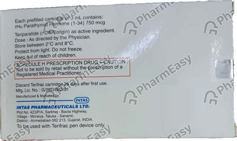 Terifrac 750 MCG/3ML Solution For Injection (3): Uses, Side Effects ...