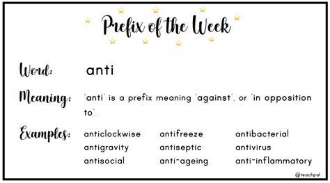 Prefix (anti) and Suffix (ible) of the Week - Year 6