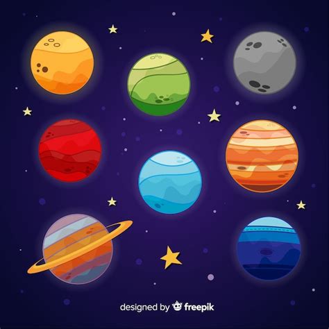 Branco di pianeti colorati del sistema solare | Vettore Gratis