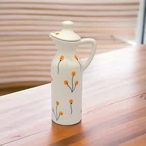 MALAIKAH Off White Floral Printed Ceramic Oil Dispenser|Exquisitely ...