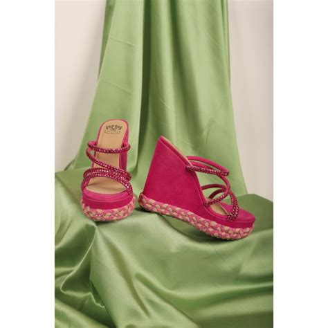 Buy Stilista Dark Pink Braided Strap Wedges Online