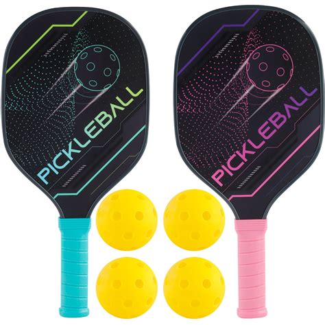 Pickleball Paddles Set Pickle Ball Paddle Set of 2 with 4 Pickleball ...