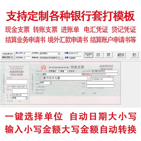 支票打印各种软件进账单打印电汇凭证业务申请书贷记凭证托收凭证_duanzhihui123