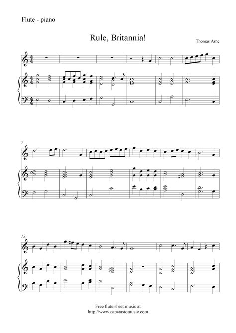 Easy Sheet Music For Beginners: Free flute and piano sheet music, Rule ...