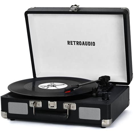 Vinyl Record Player 3-Speed Bluetooth Portable Suitcase Belt-Driven ...