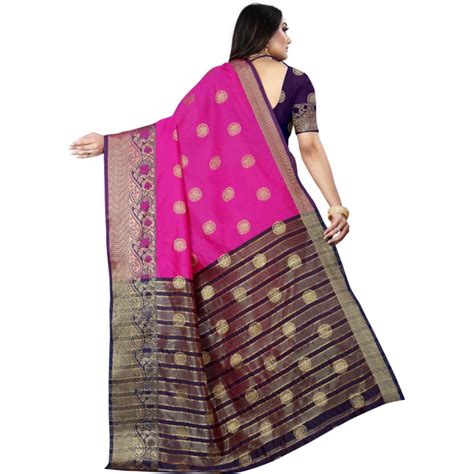 Generic Women's Silk Blend Woven Saree With Unstitched Blouse 5.5Mtr ...