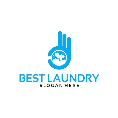 Best laundry logo template with hand gesture vector illustration ...