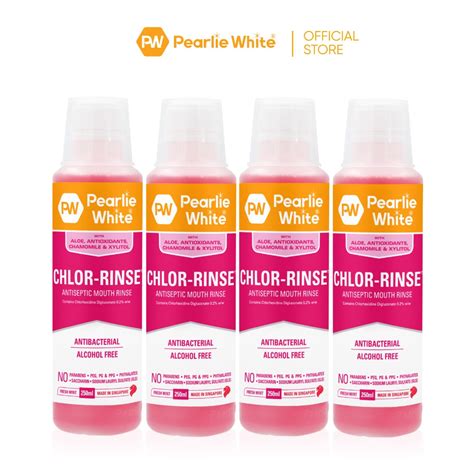 [Bundle of 4] Pearlie White Chlor-Rinse Antiseptic Mouth Rinse / Mouth Wash 250ml | Shopee Singapore