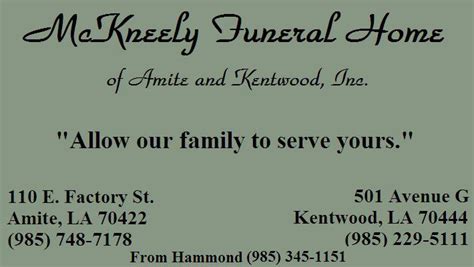 McKneely Funeral Home | Amite LA
