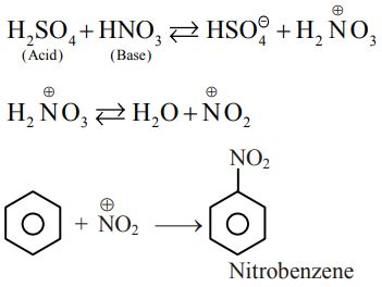 Benzene on nitration gives nitrobenzene in presence
