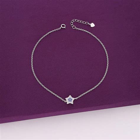 Minimalistic Star Evil Eye Silver Anklet – Kai Jewel