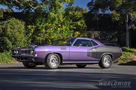 This Plum Crazy Purple 1971 Plymouth 'Cuda 440-6 is a Rare Numbers-Matching Track Pak American ...