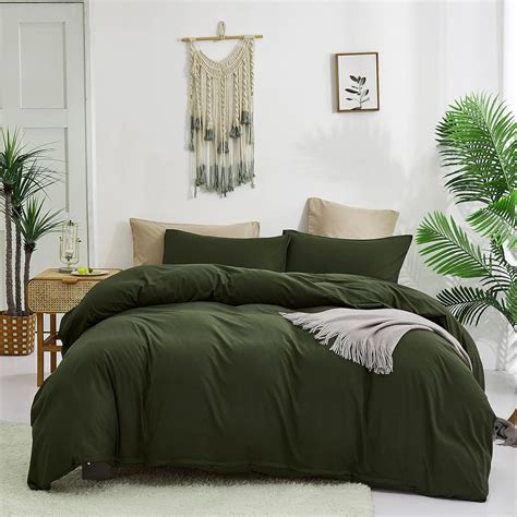 Amazon.com: Cottonight Army Green Comforter Set Queen Dark Green ...