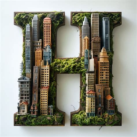 Lush Tropical Monogram Letter H with Greenery and Plants Decor Monogram - Playground
