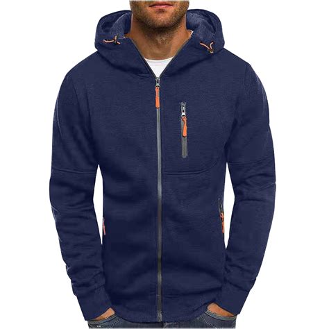 Walmart Men's Fashion Zip Up Hoodie, Soft Casual Sweatshirt, Navy, Size ...