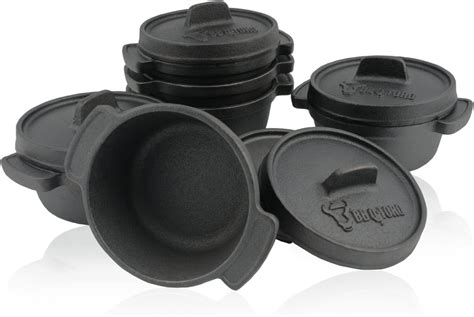 BBQ-Toro Mini Dutch Oven Set (6 Stück), Ø 11 cm, bereits eingebrannt ...