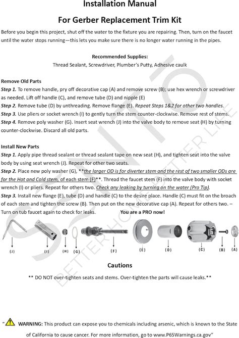 Buy SENTO Bathtub and Shower 3 Handle Tub Trim Set For Gerber Faucets ...