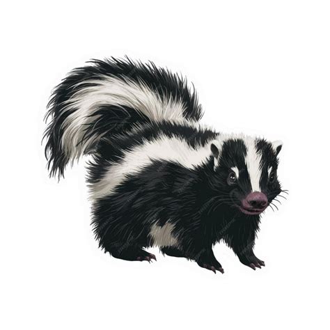 Sticker of a black and white skunk isolated on white background ...