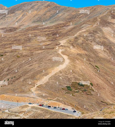 A high elevation mountain view of Loveland Pass, near Breckenridge ...