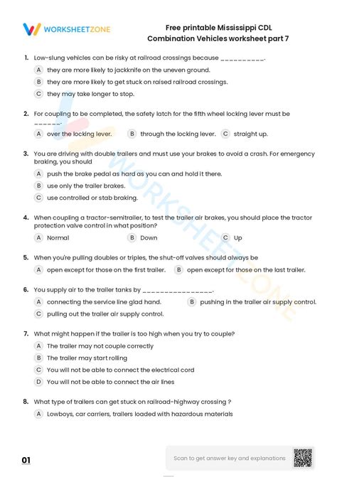 Free printable Mississippi CDL Combination Vehicles worksheet part 6 ...