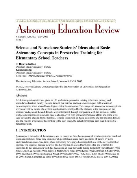 Science and Nonscience Students’ Ideas about Basic Astronomy Concepts ...