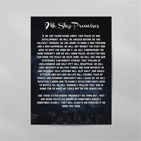 9th Step Promises Poster - Addiction Recovery Wall Art – HealthyMindArt
