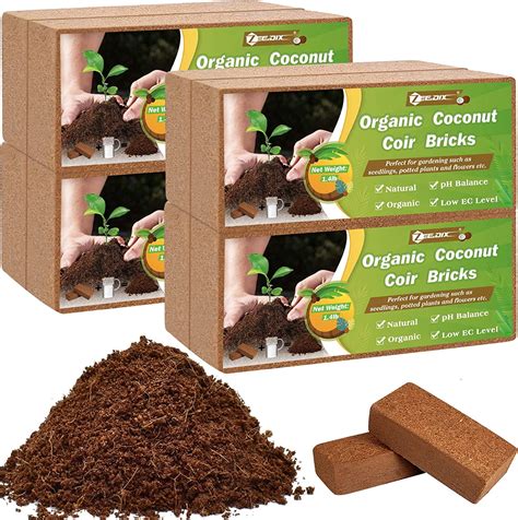 ZeeDix 8 Pcs 100% Organic Coco Coir Brick Coconut Coir Bricks for ...