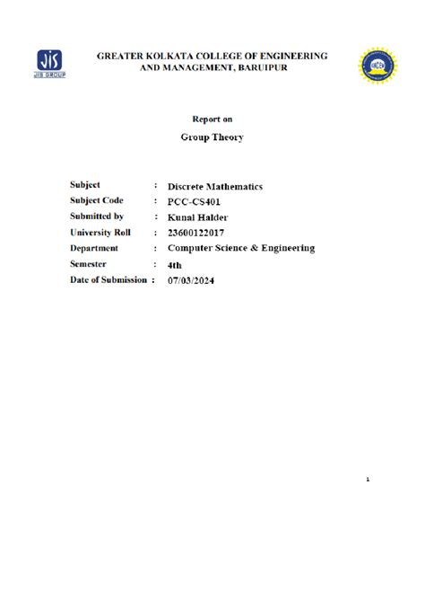 B.Tech in CSE Math CA2 - Abstract: Group theory, a foundational branch ...