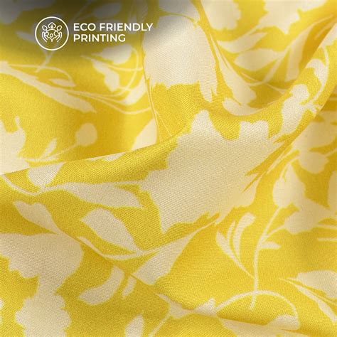Lemon Yellow And White Floral Pattern Digital Print Muslin Fabric ...