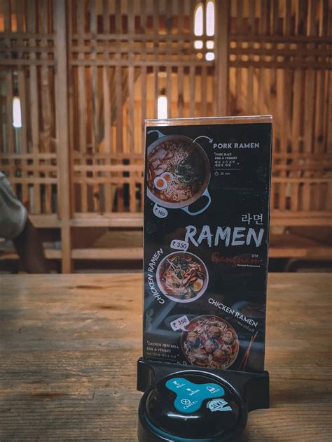 Menu at Gangnam korean restaurant, New Delhi