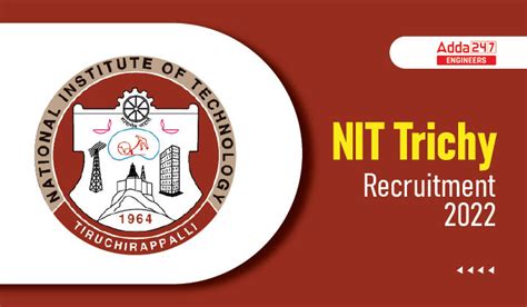 NIT Trichy Recruitment 2022, Apply Here For Senior Research Fellow (SRF)