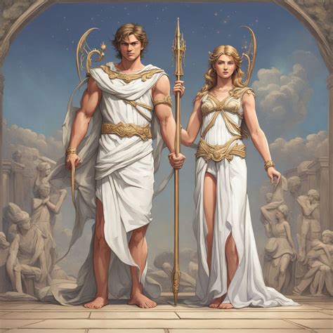The twin brother and sister Greek gods Apollo and Artemis st... by ...