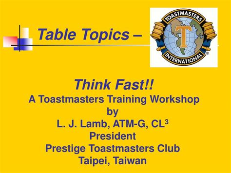 Image result for Table Topics Script Toastmasters