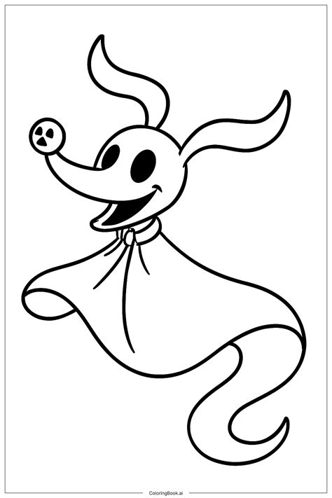 Nightmare Before Christmas Zero Floating Happily Coloring Page (Free ...
