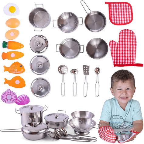 Amazon.com: Kids Cooking Sets 32 Pcs Kids Kitchen Accessories Set with ...