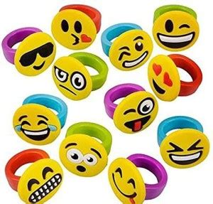 Es Novelty ~Emoji Party Pack~ 1 Inch Emoticon Rubber Rings - 24 Rings ...