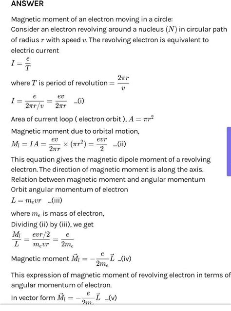 deduce an expression for magnetic dipole moment of a revolving electron ...