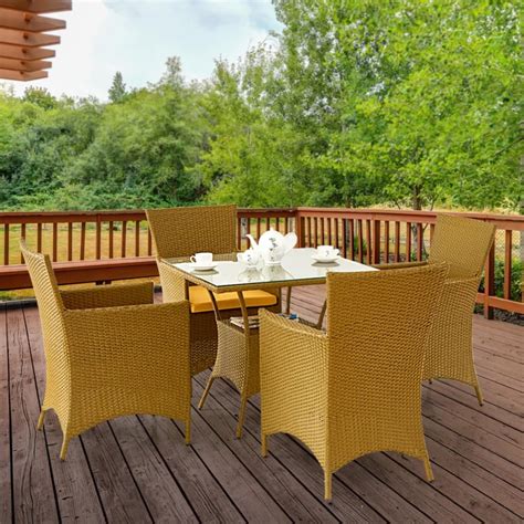 Buy Helios Brezza Nusa 4-Seater Tea Table Set - Yellow from Helios by ...