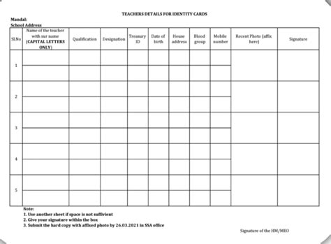Teachers Details For An Identity Card - APEdu