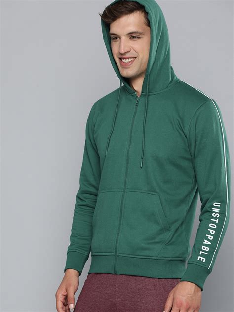 Buy HERE&NOW Men Dark Green Hooded Sweatshirt - Sweatshirts for Men ...