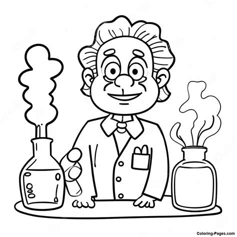 Scientist Mad Coloring Cartoon Beaker Pages Vector Science Drawing ...