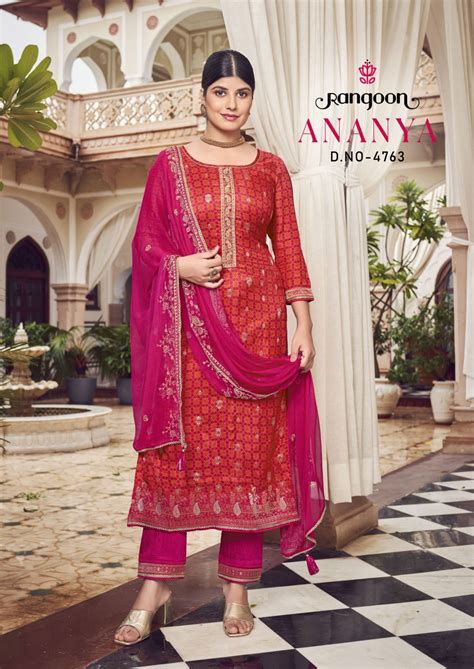 Rangoon Ananya Exclusive Jacquard Designer Kurti Pant With Dupatta ...