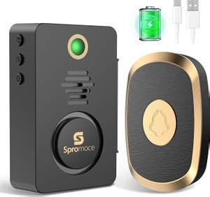 Spromoce Wireless Door Bell for Home, 1000Mah Rechargeable Wireless ...