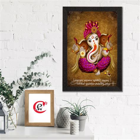 Lord Ganesha Satin Matt Texture UV Art Painting - eCraftIndia Online
