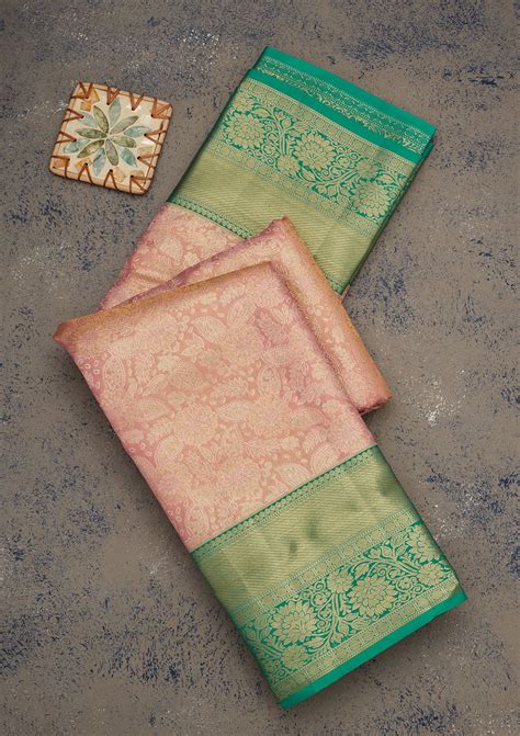Buy Baby Pink Zariwork Pure Silk Saree - Koskii